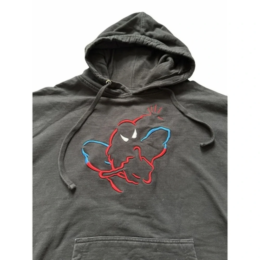 Spider-Man Universal Studios‎ Marvel Hoodie Black Embroidered Logo Mens Medium M - Picture 2 of 9